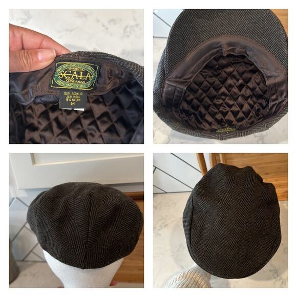 Vintage Scala wool blend newsboy cabby peaky blinders hat brown size Medium - Picture 5 of 6